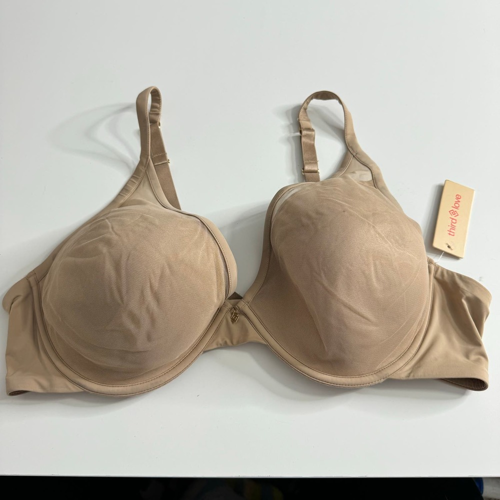 NWT THIRDLOVE 24/7 Classic Uplift Plunge Bra Nude Tan 42C